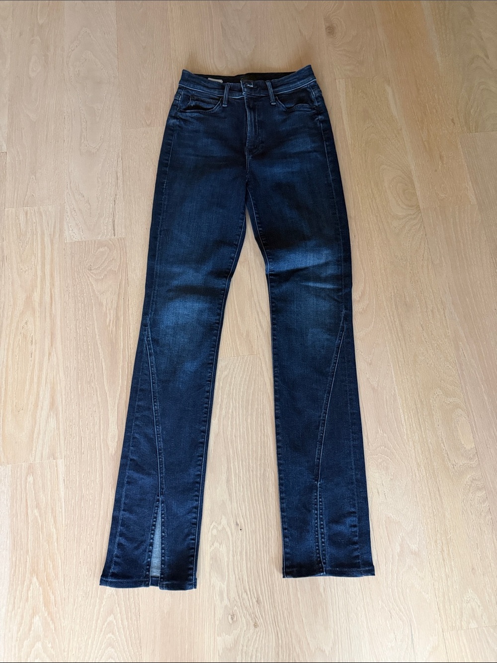 MOTHER Dark Blue Flare Jeans with Front Slits